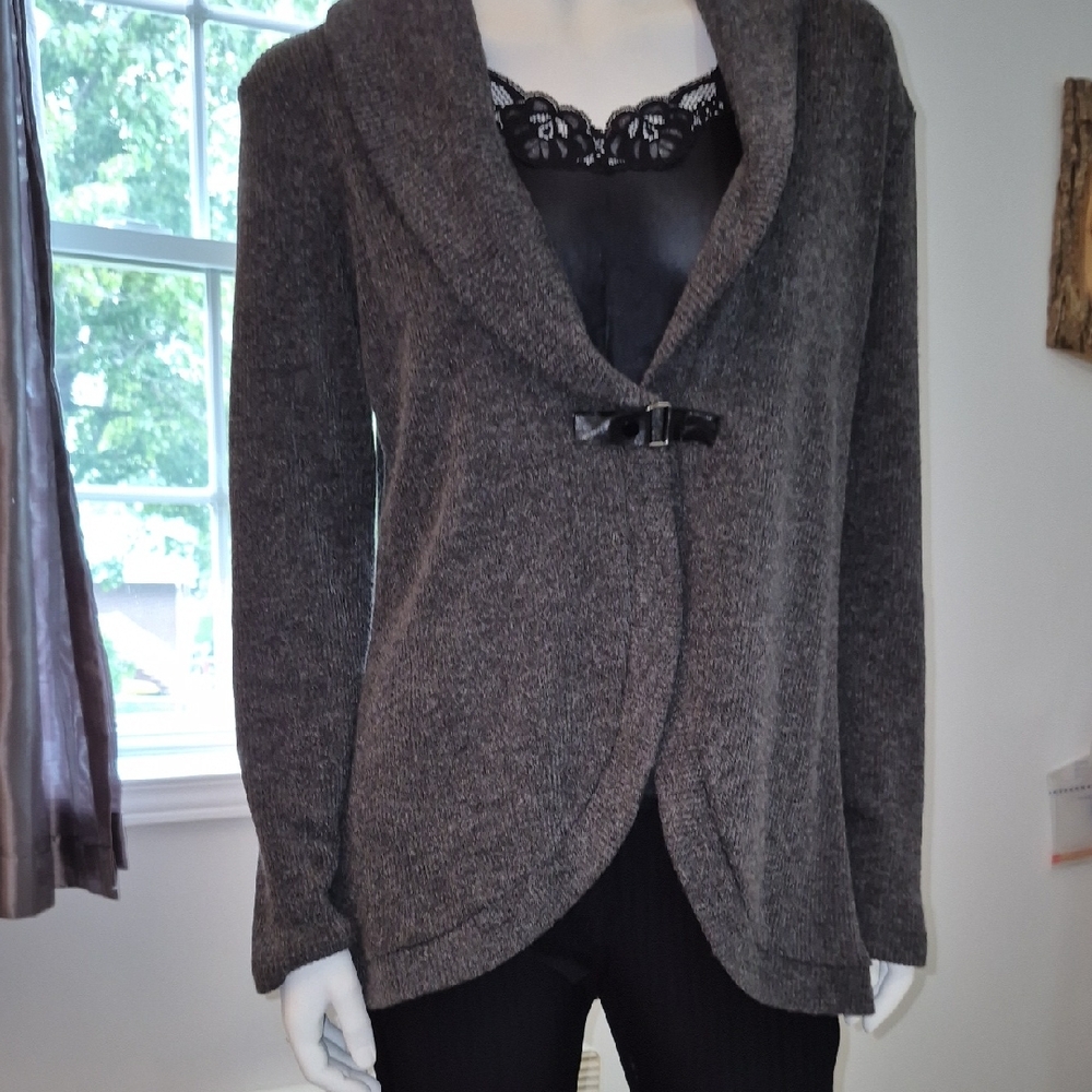 Women's Gray Shawl Collar Vest